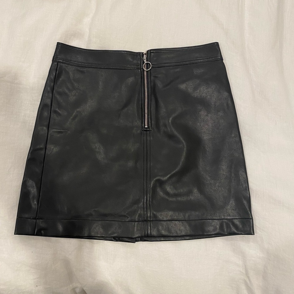 Wilfred Black Leather Mini Skirt